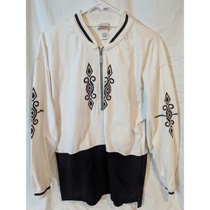 Vintage Janeve Southwest Tribal Half-Zip Pullover – M – Black & White 90s Style